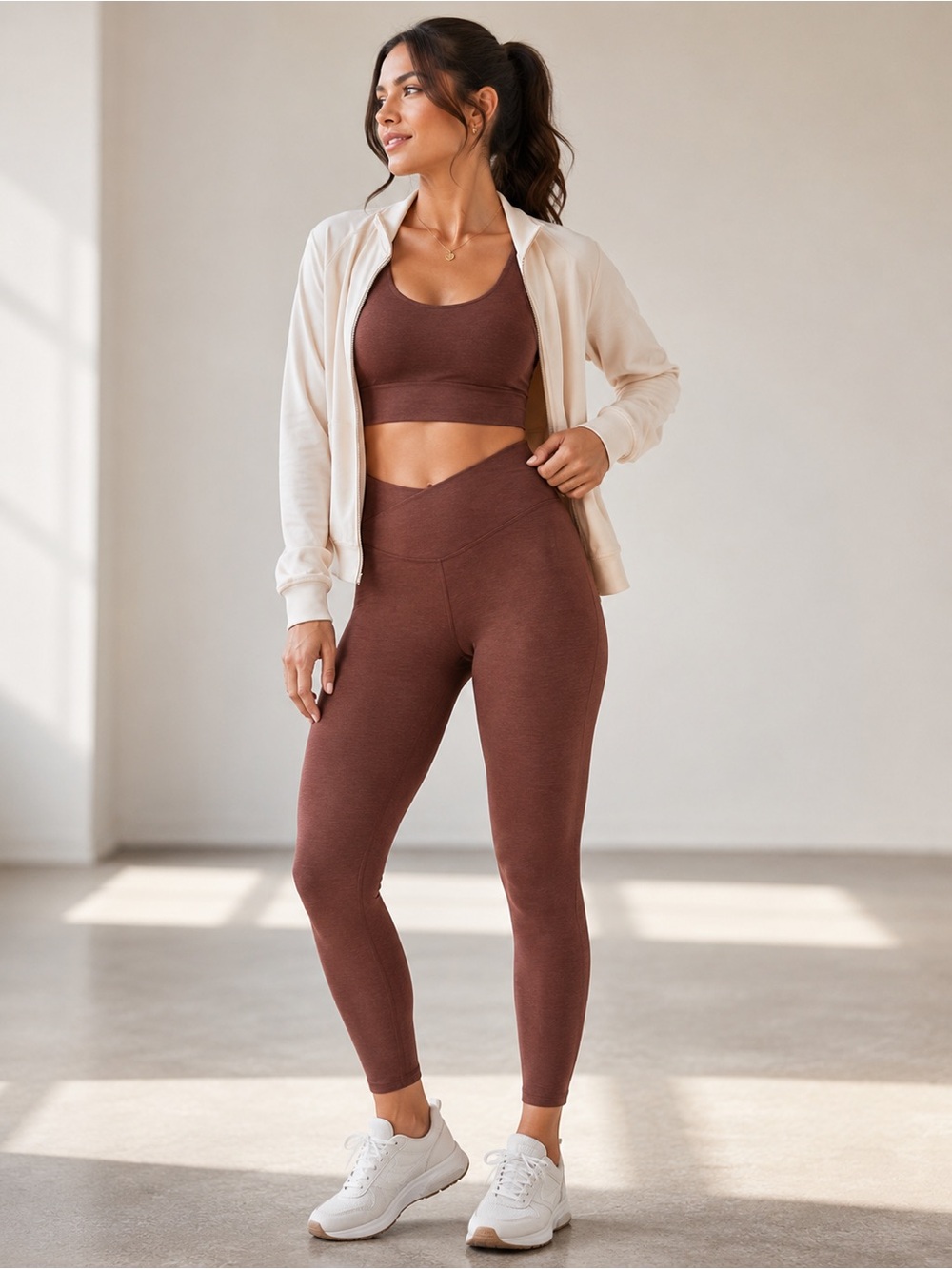 OLD NAVY ACTIVE Women's Root Beer  Powerchill Extra-Rise Go-Dry Leggings L